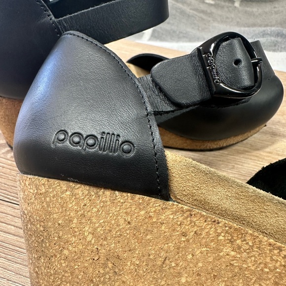 Birkenstock Papillio Mary Ring Buckle Black Leather wedge clogs Womens 6 EU 37 - Picture 8 of 13